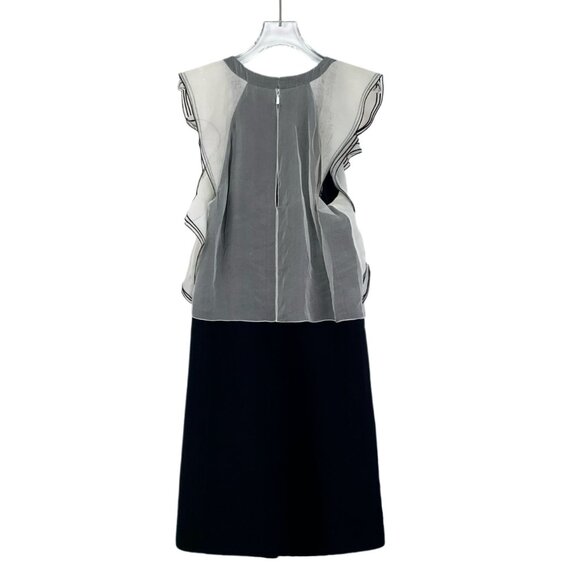 Chloé Multi-Layer Silk Ruffled Sleeve Dress 36 XS Round Neck Black & White - Picture 7 of 7
